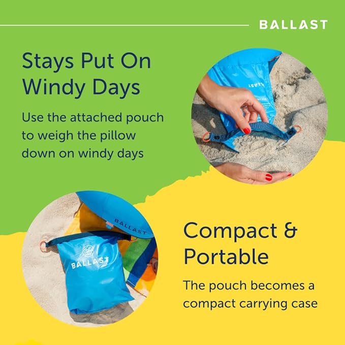 Ballast Travel Pillow PRO – Neck Pillow for Airplane, Compact Travel Pillow for Beach & Traveling, Enjoy Relaxation Wherever You Go (Tropical Blue)