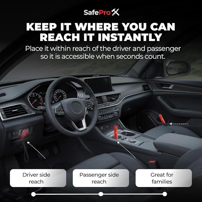 SafeProX 2 in 1 Emergency Escape Tool, Life Saving Car Window Breaker & Seatbelt Cutter - Car Window Hammer for Quick Accident Aid & Safety on The Go with Seat Belt Cutter. (Pack of 6)