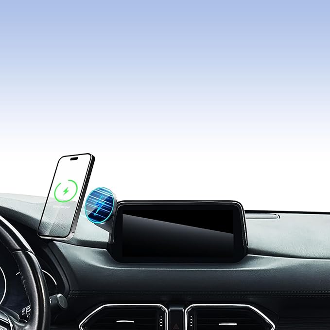 Phone Holder for Mazda CX-5 CX5 2017 2018 2019 2020 Accessories 7-Inch Screen Fixed Clip, Car Magnetic Phone Mount Compatible with MagSafe, Strong Magnets Fast Wireless Charger Cell Phone Base