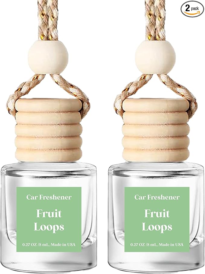 HoogaLife Car Air Freshener Diffuser 2 Pack Hanging Fruit Loops Car Air Freshener for Women 45+ Days Long Lasting Fragrance Made in USA (F22)