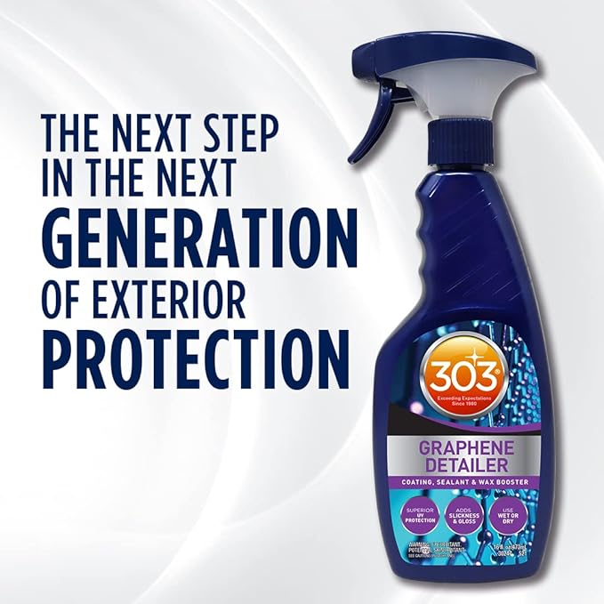 303 Products Graphene Detailer Spray, Enhances Gloss & Protection on Existing Coating, Sealants & Waxes, UV Protectant, Drying Aid, Add Ceramic Graphene Protection, Waterless Car Detailing Spray, 16oz