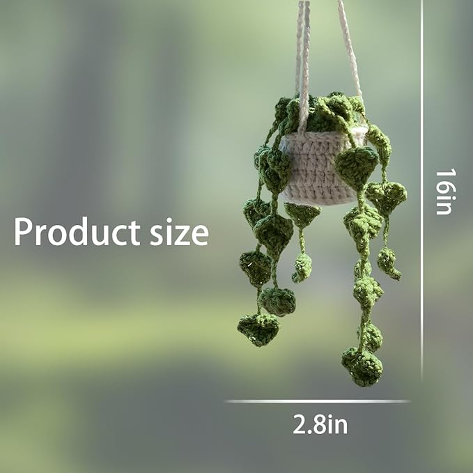 Car Mirror Hanging Ornament, Crochet Plant for Automotive Rear View Mirror Hanging, Vehicle Handmade Knitted Crochet Plant Decorative Accessories, Universal for SUV, Truck, RV