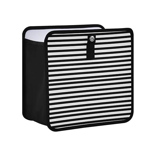 White Black Stripes Car Trash Can Foldable Hanging Waterproof Medium Automotive Garbage Cans Trash Bin Storage Bag Car Dustbin Organizer Accessories Large 11x11x5.9