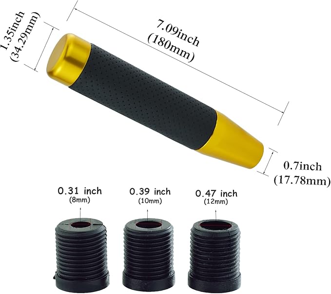 Abfer Tall Shift Knob Car Long Shifting Head Replace Weighted Gear Stick Shifter Knob Extension Fit Most Manual Automatic Transmission Vehicle, Gold
