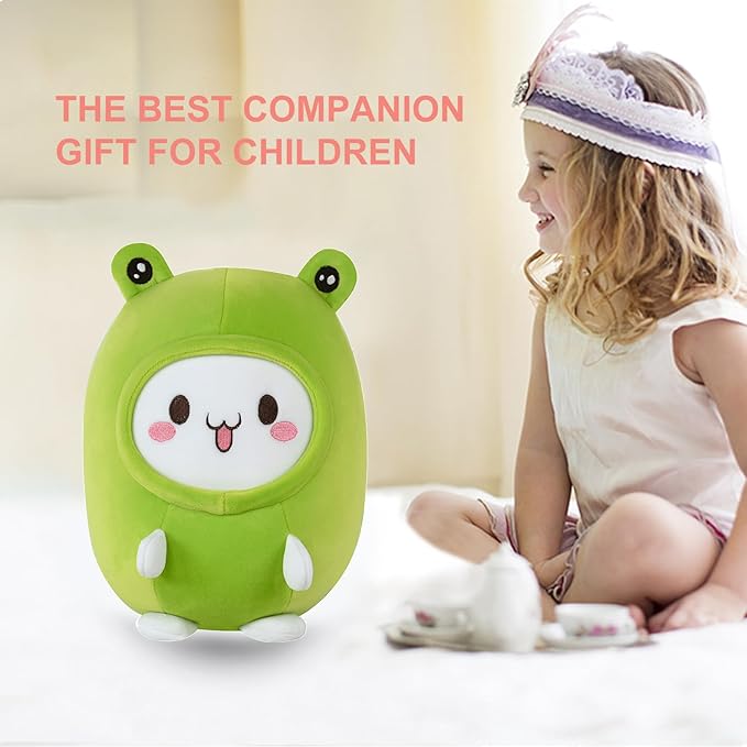 Kids Travel Pillow - 2-in-1 Deformable Kids Neck Pillow for Traveling, Soft U-Shaped Pillow with Adorable Animal Design, Comfy Sleep and Play, Ideal for Airplanes and Traveling (Green Frog)