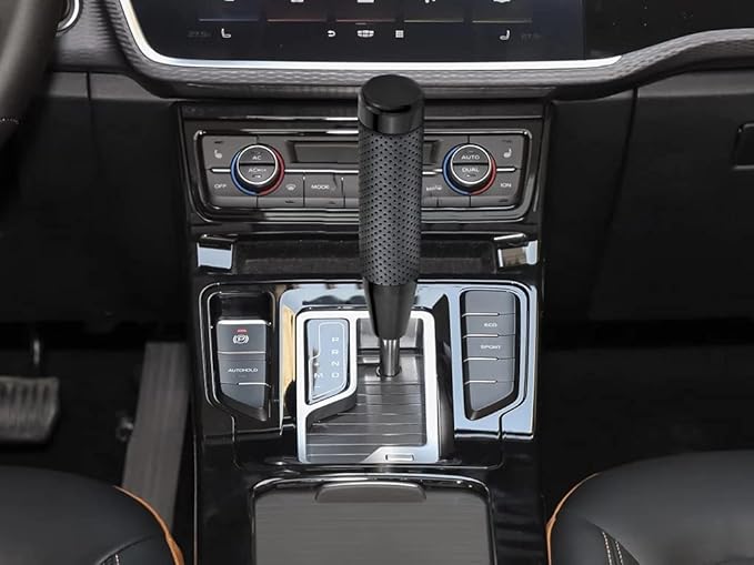 Lunsom 7" Gear Shifter Knob Aluminum Alloy Leather Shift Stick Handle Head Fit Most Auto Manual Transmission Car (Black)