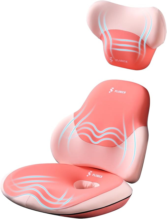 FLORICH Memory Foam Car Seat Cushion and Lumbar Support Pillow, Soft Butt Pillow for Tailbone Relief, Cute Drivers Seat Cushion for Long Driving Travel