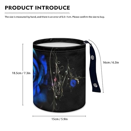 Blue Rose Flower Cute Car Trash Bag, Hanging Car Organizer and Storage Bag, Trash Bin for Car Accessories, Vehicle, Travelling, Camping