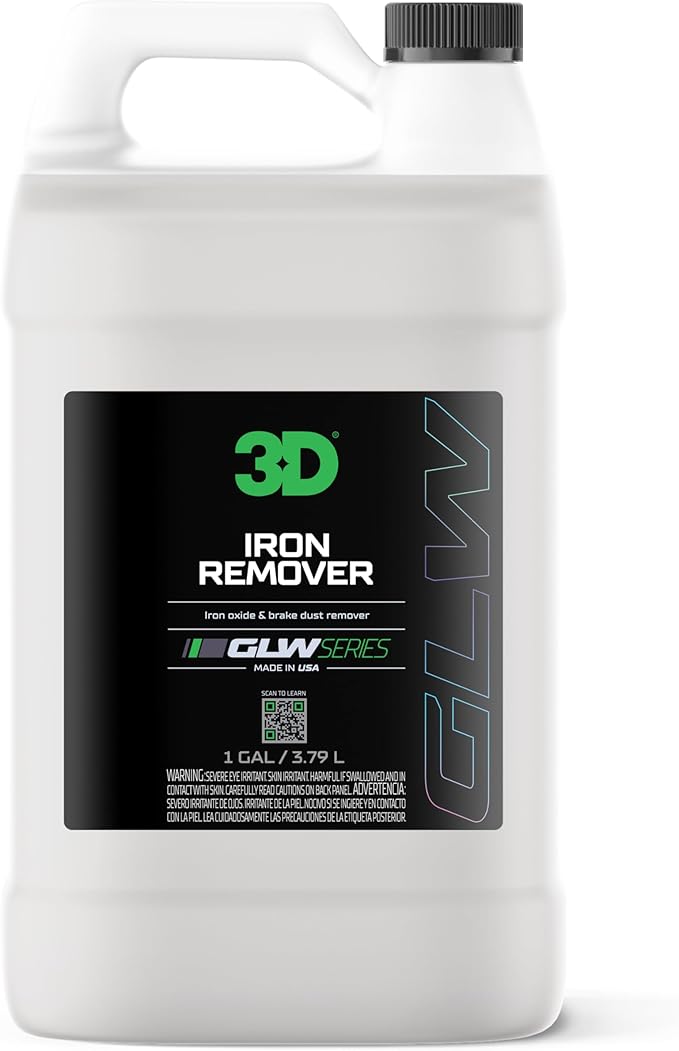 3D GLW Series Iron Remover Fast Acting Fallout & Brake Dust Cleaner | pH Balanced Wheel & Paint Decontamination | DIY Detailing Spray | Made in USA |1 Gallon