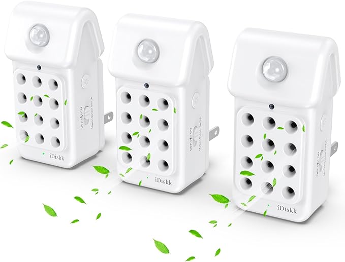 Improve Indoor Air Quality: iDiskk 3Pack Plug in Air Ionizers Negative Ion Technology Air Purifier, Mini Portable Air Freshener for Bedroom, Bathroom, Office