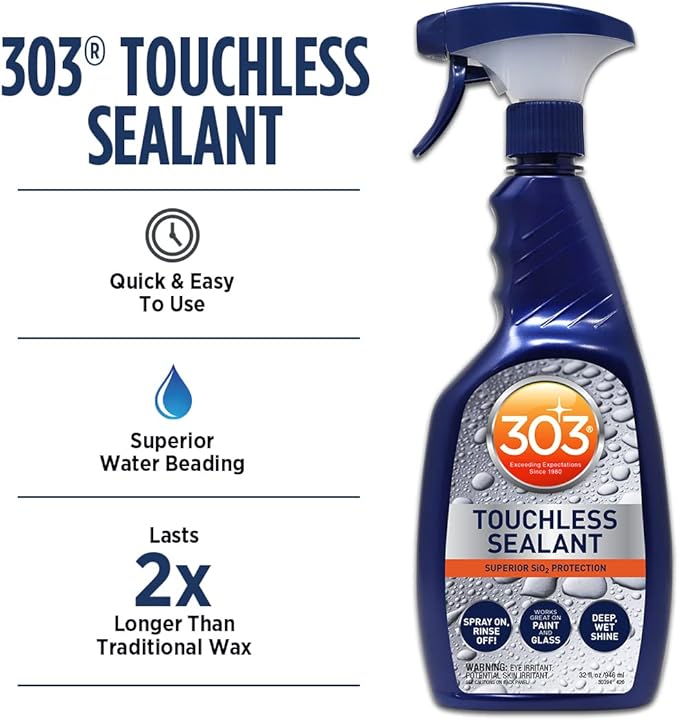 303 Products Touchless Sealant - SiO2 Water Activated Paint & Glass Protection - Spray On, Rinse Off - Lasts 2X Longer Than W- Deep, Wet Shine, 32 fl. oz. (30394CSR)