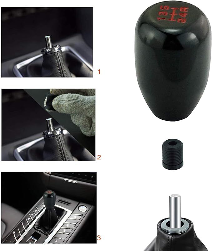 Lunsom 5 Speed Shifter Knob, Aluminium Alloy Gear Shifter Stick Handle Manual Shifting Lever Head Fit Most Auto Manual Transmissions (Black)