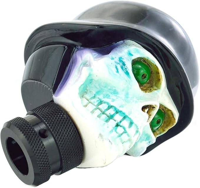 Lunsom Skull Gear Shifter Knob, Soldier Car Shift Stick Handle Shifting Head Transmission Fit Most Automatic Manual Vehicle (Black&White)