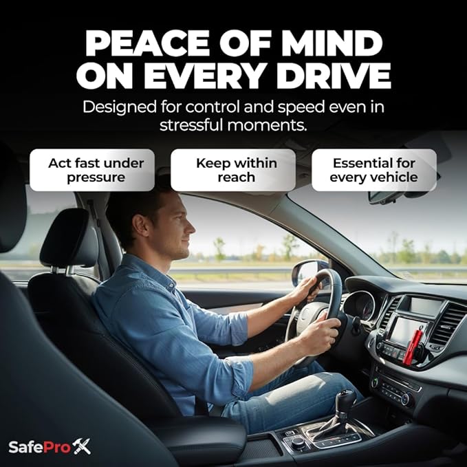 SafeProX 2 in 1 Emergency Escape Tool, Life Saving Car Window Breaker & Seatbelt Cutter - Car Window Hammer for Quick Accident Aid & Safety on The Go with Seat Belt Cutter. (Pack of 2)