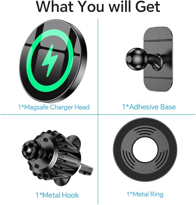 Coolpow for Magsafe Car Mount Charger【100% Stable】 15W Magsafe Car Charger Magnetic Phone Holders for Your Car Accessories for Women Men car Phone Holder Wireless Car Charger for iPhone