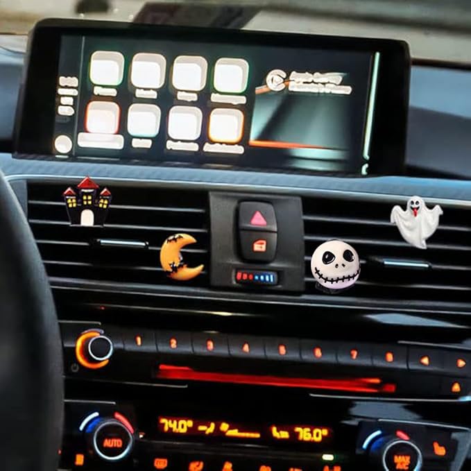 ZOSTLAND Grimace Pumpkin Car Air Vent Clip Decoration,Odd Car Air Fresheners,Terrible Ghost and Moon Automotive Interior Decoration Accessories, Personalized Car Decorations, (5pcs Halloween)