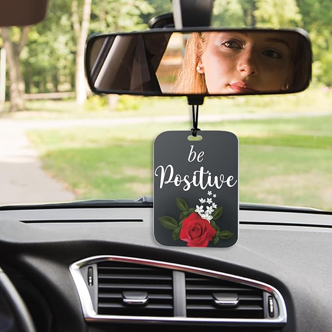 4Pcs Red and Black Rose Inspiration Car Air Freshener Hanging Motivational Car Accessories Gifts for Women Men Cute Air Freshener for Interior Car Mirror Home Wardrobe Decor