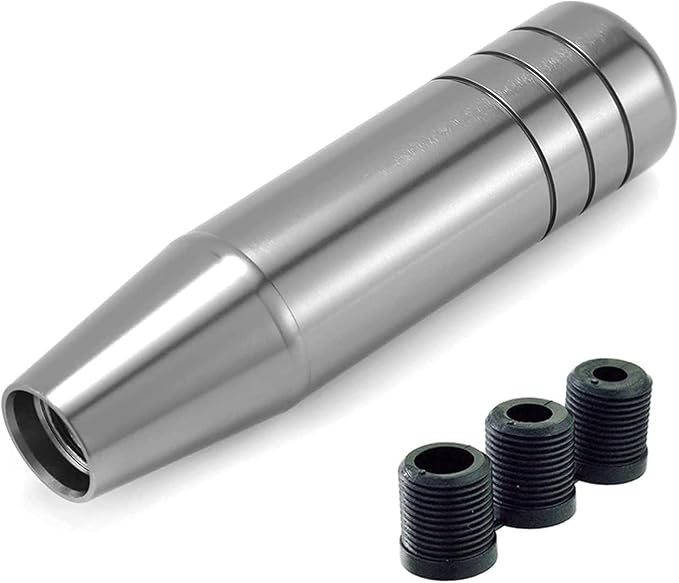 Lunsom 5" Aluminum Gear Lever Shifter Knob Long Alloy Shift Stick Handle Car Automatic Shifting Head Fit Most Manual Transmission Vehicles (Gray)