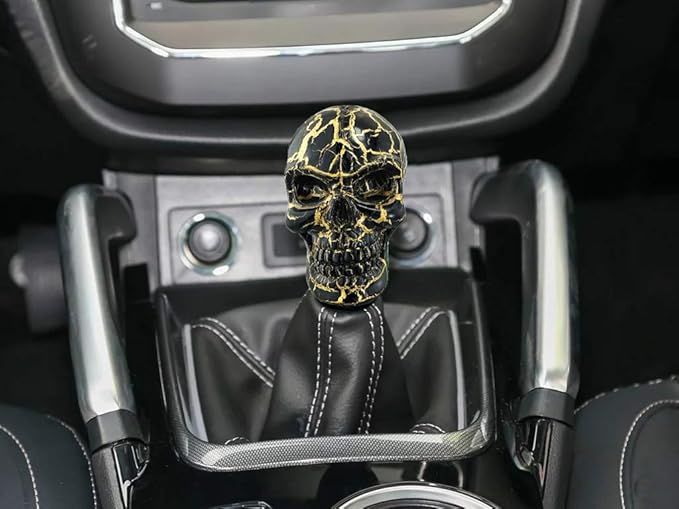 Lunsom Skull Gear Stick Shifter Knob, Resin Gear Shift Head Shifting Stick Handle Car Transmission Fit Automatic Manual Vehicle (Black)
