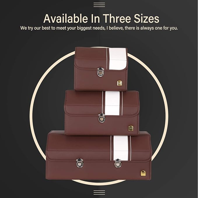 Ergocar Foldable Car Trunk Organizer, Luxury Leopard Print, 3-Compartment, Waterproof, Black