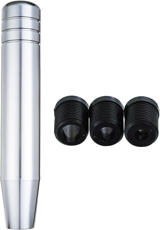 Abfer Long Shift Knob Car Gear Stick Weighted Shifter Knobs Extension Metal Shifting Lever Fit Most Manual Automatic Transmission Vehicle (Silver)
