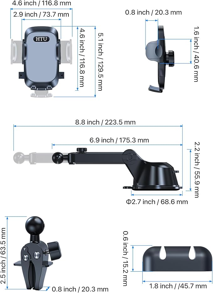 【98+LBS Strongest Suction & Military-Grade】Ultimate Car Phone Mount【Patent & Safety Certs】 Cell Phone Holder Truck Stand for Dashboard Windshield Vent for iPhone 17 Pro Max 16 15 Samsung (Light Grey)