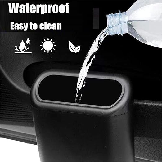 Car Trash Can with Lid, Mini Universal Vehicle Mini Leakproof Garbage Can Bin with 30pcs Trash Bags，Waterproof Car Bin for Front Back Seat Accessories for Auto Office Home(Black)