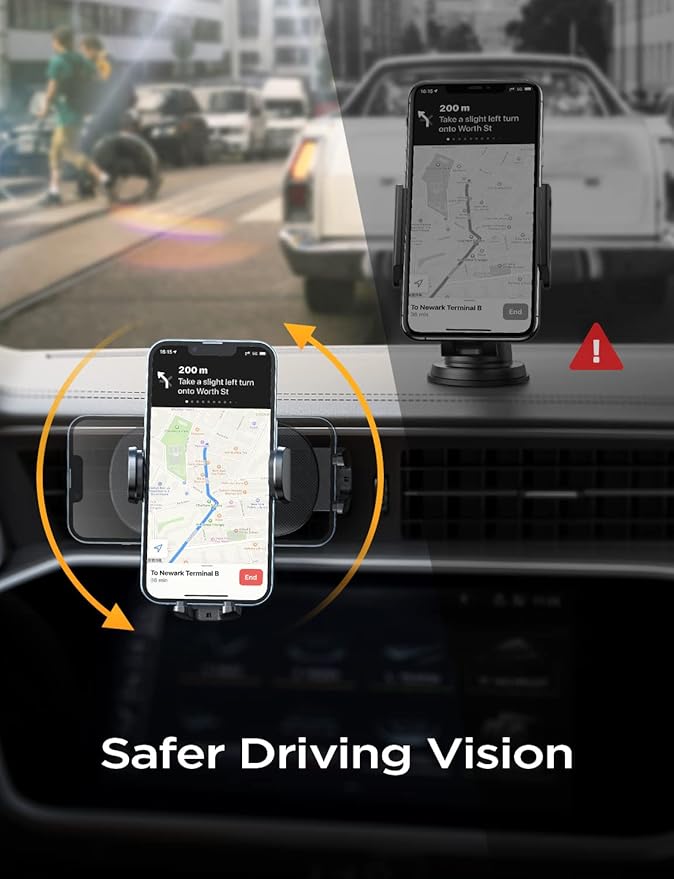 LISEN Phone Mount for Car [Ultla Stable] Phone Holder for Car Vent[Never Blocking] Steel Hook Clip Car Phone Holder Mount for iPhone 15 14 13 Pro Samsung Galaxy S223/S22/S21 All Phones