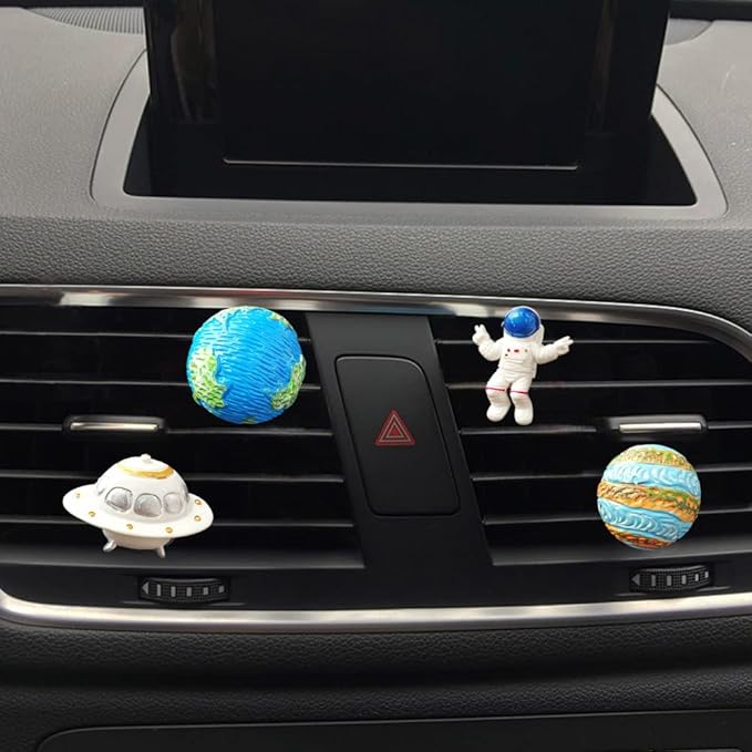 ZOSTLAND Rhinestone Car Decorative Clip,Car Air Fresheners,Metal Vent Clip,Bling Auto Air Vent,Personalized Automotive Interior Decoration Accessories,Auto Decor Gift for Women,Men (4pcs Universe)