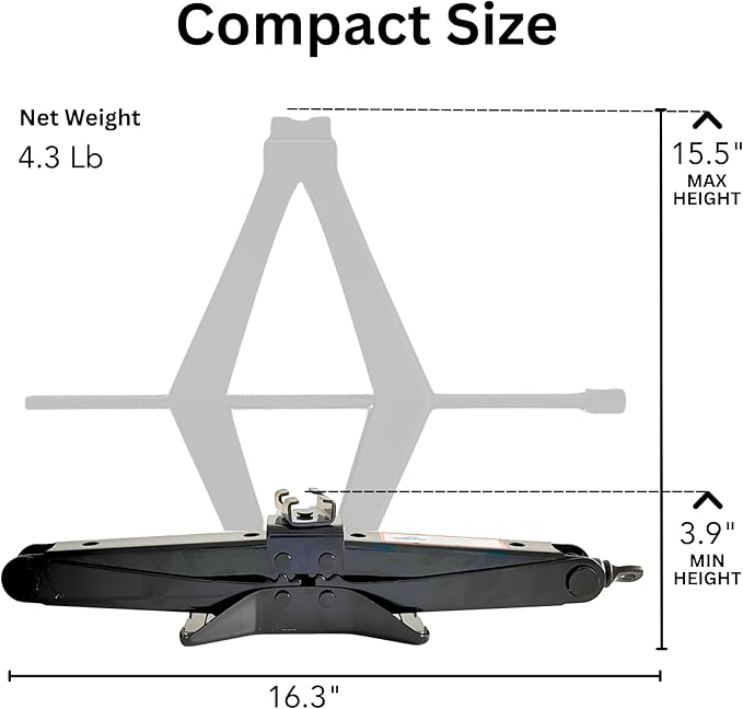 Scissor Car Lift Jack 2 Ton (4409 lbs) for Sedans, MPVs & SUVs, Compact Portable Kit Vehicle Roadside Emergency Tool Tire Change with Ratchet Wrench (2T)