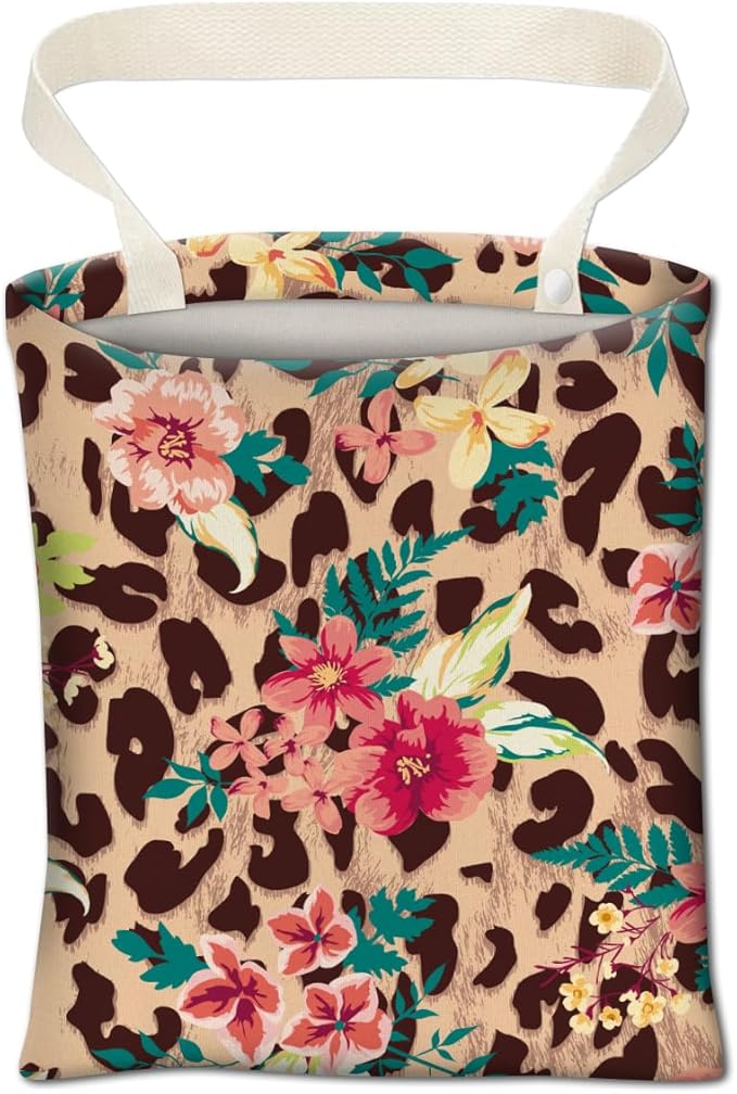 Cute Car Trash Can, Hanging Car Organizer, Vintage Foral Leopard
