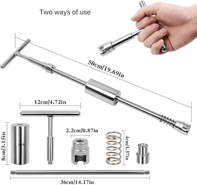 WHDZ Paintless Dent Repair Tools Adjustable T-Bar Slide Hammer with Two Use Ways for Auto Body Hail Damage Repair Dent Remover