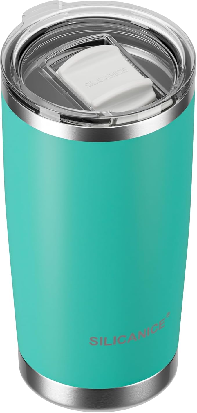 20oz Vacuum Insulated Tumbler - Double Wall Stainless Steel Coffee Mug with Detachable Slider Lid, BPA Free, Car Cup Holder Compatible - Gym/Office/Travel/Home -Tropical Teal
