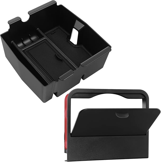 Center Console Storage Organizer Tray for 2018-2025 2026 Jeep Wrangler JL JLU 4XE and 2020-2026 Gladiator JT Accessories Hidden Center Console Box（Organizer Box+Tray）