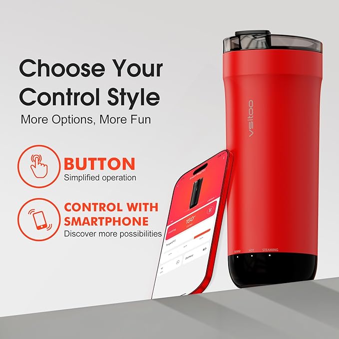 VSITOO S5 heated travel mug,16oz, Auto-Sensing AI Heats Drinks To 120-150°F Hands-Free. Temperature Control for All Cars, Perfect for Home/Office/Travel/Outdoor, Ideal Gift for Coffee Lovers - Red