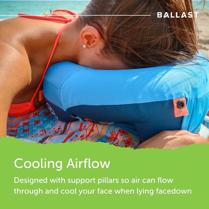 Ballast Travel Pillow PRO – Neck Pillow for Airplane, Compact Travel Pillow for Beach & Traveling, Enjoy Relaxation Wherever You Go (Tropical Blue)