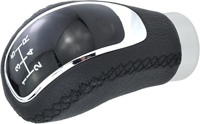 Lunsom Gear Shift Shifter Knobs, 6 Speed Leather Shift Knob Manual Car Shift Handle Knob Lever Stick Shift Handle Accessories Fit Most Vehicle (Black Suture)