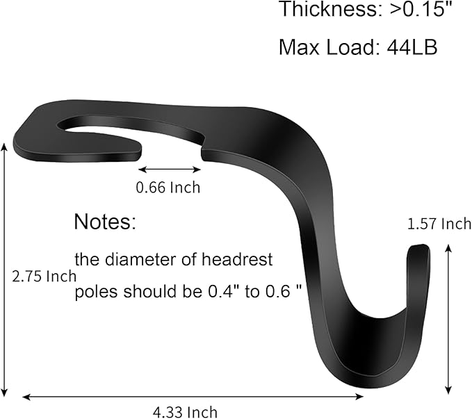 Car Seat Headrest Hook 4 Pack Vehicle Backpack Hooks Hanger Vehicles Holder Organizer for Purses,Bags,Cloths,Car Water Bottle Hook Seat Accessories