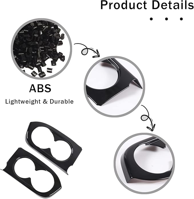 2PCS Car Rear Door Cup Holder Panel Frame Cover for Honda Pilot 2016-2022/ Passport 2019-2023, ABS Material Automotive 2nd Row Seat Cup Holder Cover Interior Accessories (Glossy Black)