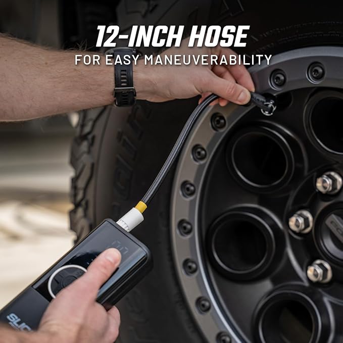 Slick Products Portable Digital Air Pump Tire Inflator – Cordless Rechargeable 150 PSI Pump with LED Flashlight, Power Bank, Presta Valve Adapter, Ball Needle, Power Cord and USB Cable