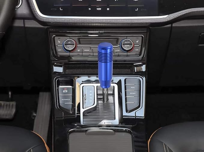 Lunsom Short Weighted Shifter Knob, Aluminum Alloy Shifter Head Lever Shifting Handle Car Gear Stick Knobs with 3 Adapters Fit Most Auto Manual Transmission Vehicle(Blue)