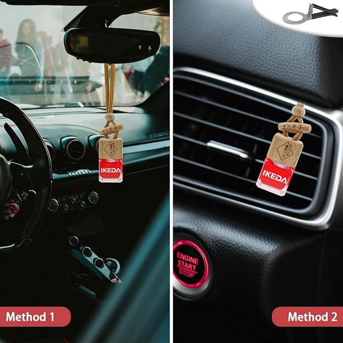 Car Air Freshener, Square Hanging Car Scent with Vent Clip Bottle, Long Lasting Fragrance, Essential Oil Diffuser, Odor Eliminator Deodorizer (Square-Bloom Life)