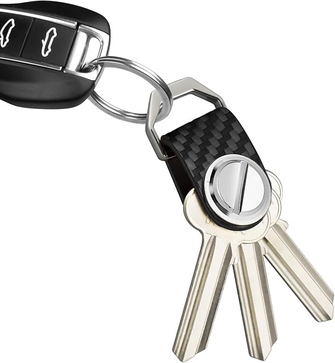T-carbon Key Organizer, Compact Key Holder, Minimalist Silent Keychain for Men & Women,Expandable Key Case Holds Up to 8 Keys