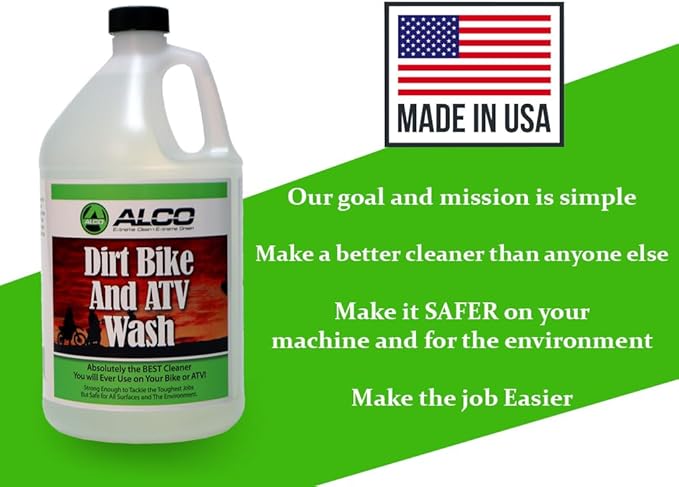 ALCO Dirt Bike and ATV Wash - All-Natural, Powerful, Eco-Friendly Cleaner - Safe for Aluminum, Plastics, and Seals, 1 Gallon, Pack of 4