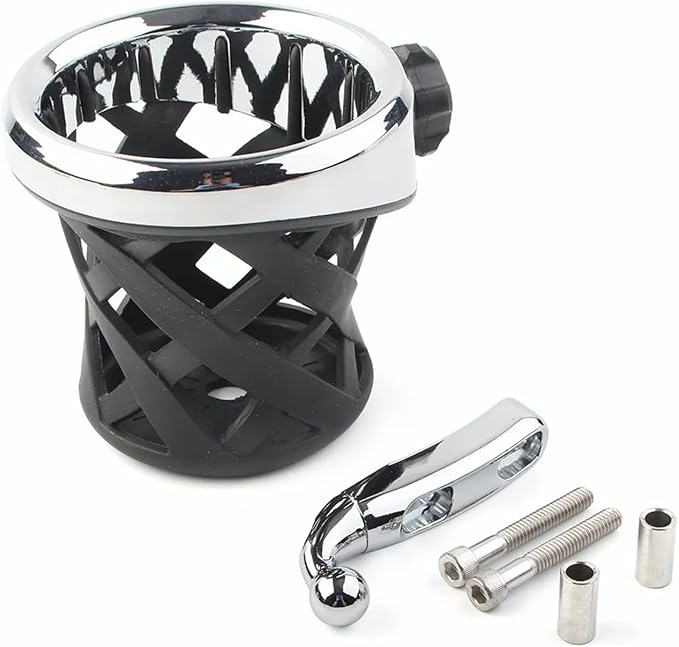 Motorcycle Cup Holder Drink Handlebar Cup Holder for Harley Dyna Sportster XL 883 1200 Softail Fat Boy Touring Road King Electra Street Tour Glide (Silver)
