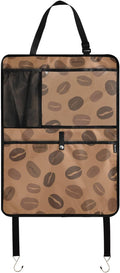 1 Pack Backseat Car Organizer with Storage Pockets Seat Back Organizers for Kids Kick Mats Backseat Protector Automotive Brown Coffee Beans