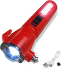 Red Emergency Car Flashlight - 2000 Lumen Dual Light 4-Level Battery Indicator Window Breaker & Seatbelt Cutter USB Rechargeable Ultra-Light 108g Car Emergency Tool