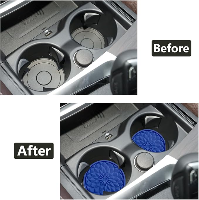 Car Cup Coaster, Universal Automotive Waterproof Non-Slip Cup Holders Sift-Proof Spill Holder Car Interior Accessories 4 Pack Dark Blue