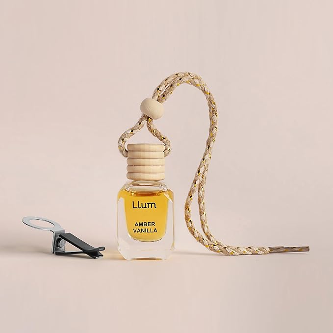 Amber Vanilla Hanging Air Freshener for Car, Home | with AC Vent Clip |10ml, 0.34 fl.oz|Luxury, Organic, Toxin-Free, Alcohol-Free Perfume|Interior Accessory for fresh Aroma|Long Lasting Fragrance