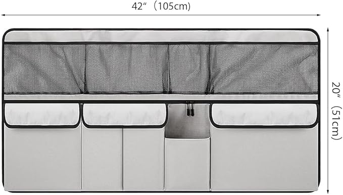 Hanging Car Trunk Organizer, Collapsible Backseat Storage Bag with 8 Large Pockets for Medium or Large Size SUV, Truck, MPV, Car Interior Accessories (Light-gray)